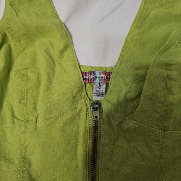 Linen vest green with zipper on front - Picture 4 of 4